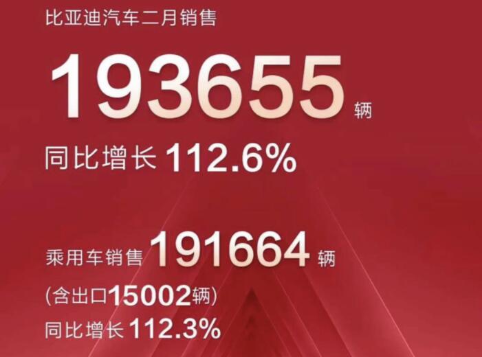2月新能源車企成績單出爐，比亞迪一騎絕塵