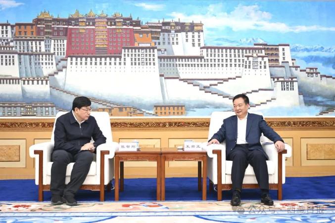 西藏自治區(qū)黨委書記王君正與國家電網(wǎng)公司董事長、黨組書記張智剛座談